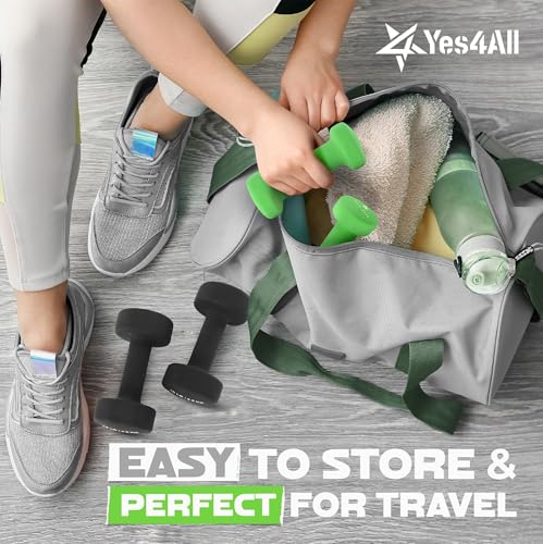 Yes4All Neoprene Dumbbells, Pairs and Sets with Rack for Home Workouts - color: B. Light Green - 3lbs - Pair, style: Pair