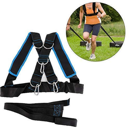 Sled Harness Tire Pulling Harness, Sled Shoulder Harness Adjustable Fitness Workout Speed Training Trainer Belt with Pull Strap for Pulling Speed Training, | Fitness Drag Belt, Nylon Webbing, Shoulder Strap with Tow Line, for Tire Pulling and Sprint Drill
