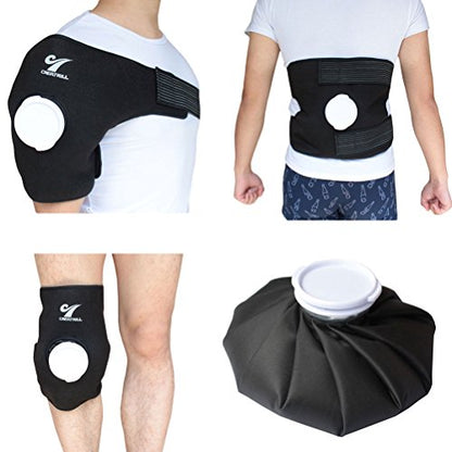 Reusable Hot Cold Therapy Ice Bag Pack (9") Neoprene Core Wrap with Elastic Strap, Portable Moist Heating Brace First aid Ice Compression Sleeves Pain Relief Pad