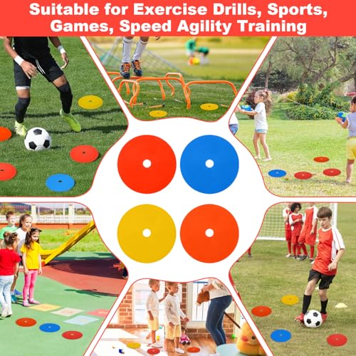 24 Packs 6 Inch Flat Cones, Spot Markers, Soccer Cones, Field Court Markers, Flat Discs, Soccer Training Equipment, Agility Practice, Football