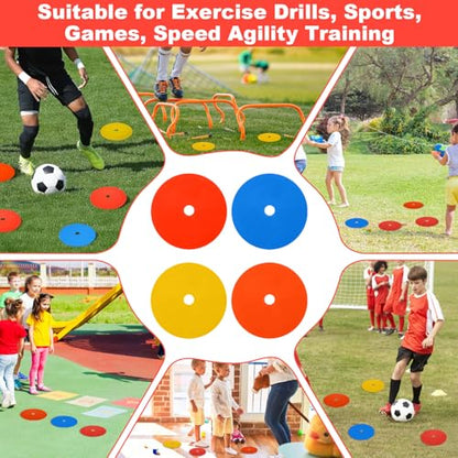 24 Packs 6 Inch Flat Cones, Spot Markers, Soccer Cones, Field Court Markers, Flat Discs, Soccer Training Equipment, Agility Practice, Football