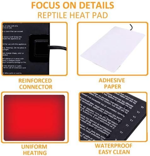 Under Tank Heater Thermostat - Reptile Heating Pad with Temperature Control Reptile Heat Mat for Combo Set for Hermit Crab Lizard Terrarium 8W - size: 6" X 8"(8W) with Thermostat