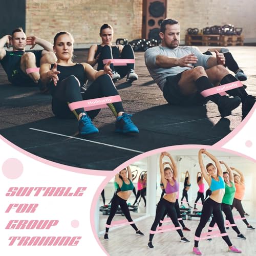 Hollowfly 30 Pcs Bulk Resistance Bands Latex Loop Non Slip - color: Pink