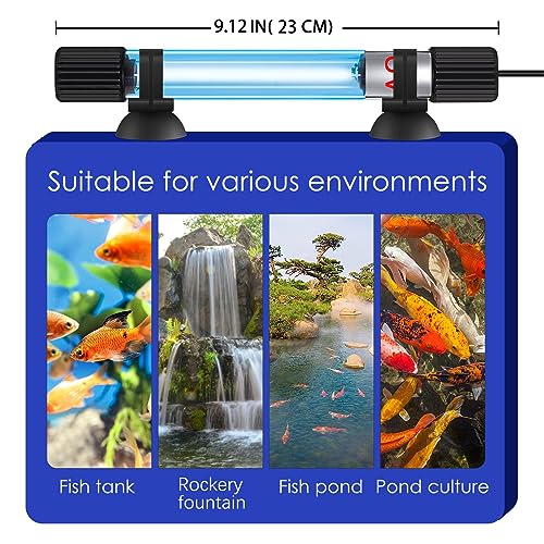 TAISHAN Aquarium Clean Light - 3W to 13W Algae Removal With Timer, Waterproof for Fish Tank, Pond, Swimming Pool - size: 9 W - 9.3 inch