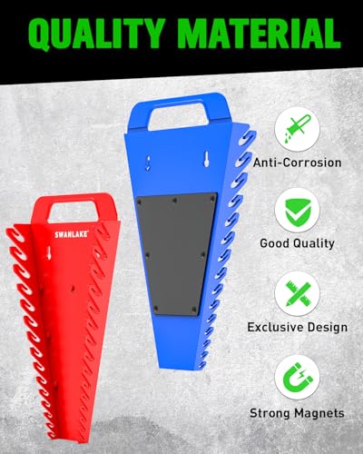 SWANLAKE Magnetic Wrench Organizer Toolbox Holder, 2-Pack SAE (1/4'' to 1-1/16''), Metric (6mm to 27mm) Ratchet Wrench Organizers, Total Hold 30 Slots Wrench Holders for Tool Box - style: 30-Slot