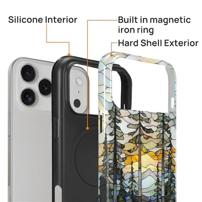 Magnetic Case for iPhone 17 Pro Max,Compatible with Magsafe PC Hard Shell Silicone Inner Bumper Anti-Scratch Full-Body Cover Shockproof Slim Design Mountains Sunset