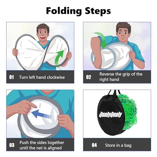 Large Bridge and Pier Fishing Net 32''/39'' Hoop, Foldable Drop Net Pier Fishing for Saltwater with Rope, Landing Net with Nylon Mesh, Collapsible Soft Steel Ring - color: Green, size: L: 39''×36''