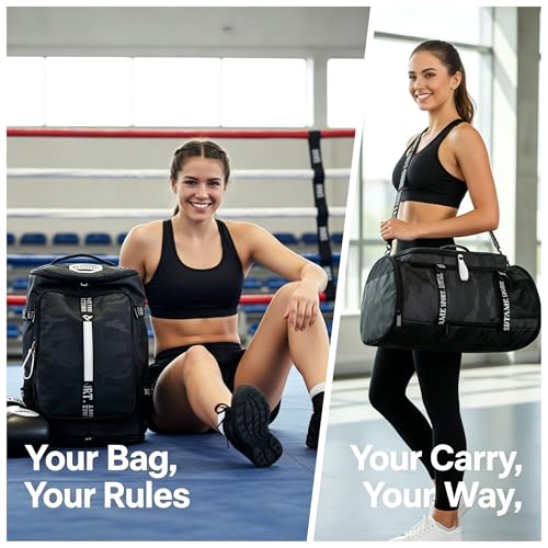SDTAME Gym Duffel Backpack with Shoe Pocket & Laptop Sleeve - color: Brown