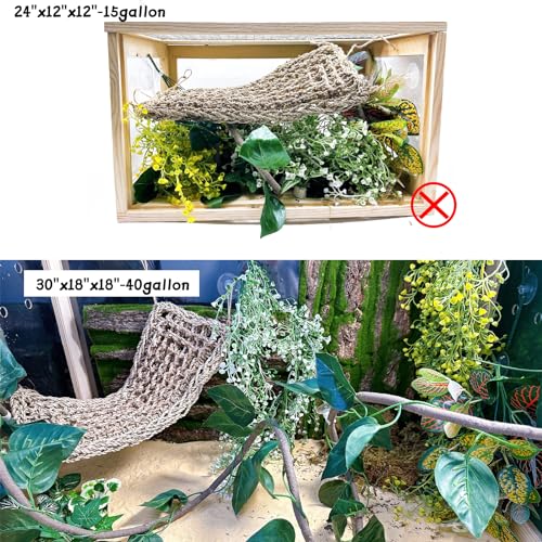 15Pcs Bearded Dragon Tank Accessories, Reptile Plants, Reptile Hammock, Lizard Habitat Decor with Terrarium Plants for Geckos Snakes Chameleons