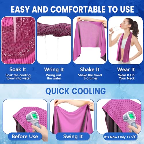 Hosuly 100 Pack Cooling Towels, 40"x12" - color: Rose Red