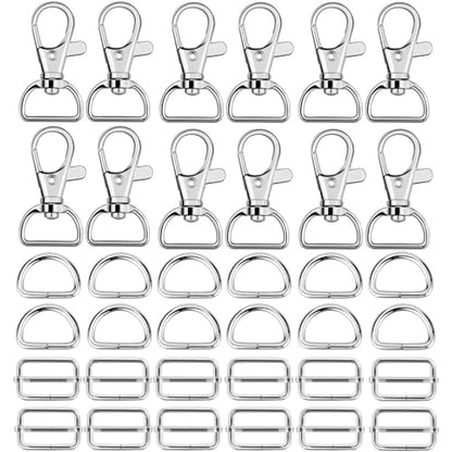 Hysagtek 60 Pcs Purse Hardware for Bag Making - Swivel Snap Hooks, D Ring, Slide Buckle, Bag Hardware Supplies for Handbag Fasteners, Strap, Backpack DIY Craft Accessories, 1 Inch, Silver - color: Silver