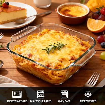 6"x6" Baking Pan, Square Baking Dishes 2 Pack Glass Bakeware Dish For Casserole Lasagna Brownie, Perfect for Reheating Individual Portions in Oven, Microwave or Air Fryer - size: Medium-Square