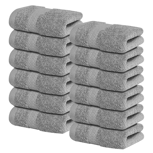 Infinitee Xclusives 100% Cotton Luxury Wash Cloths for Showering - 12 Pack - color: Charming Grey, size: Washcloths - 12 Pack