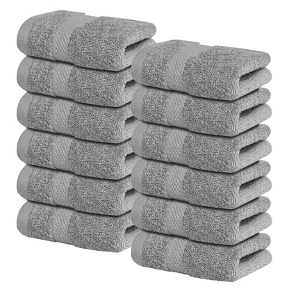 Infinitee Xclusives 100% Cotton Luxury Wash Cloths for Showering - 12 Pack - color: Charming Grey, size: Washcloths - 12 Pack
