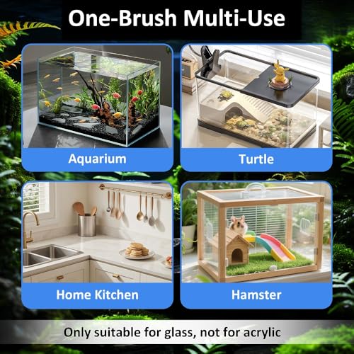 Fish Tank Cleaner with Five Sided Sponge Brush and Long Handle Aquarium Scrubber Alage Scraper for Glass Aquariums Terrarium Home Kitchen(3Pack) - size: 3 Pack