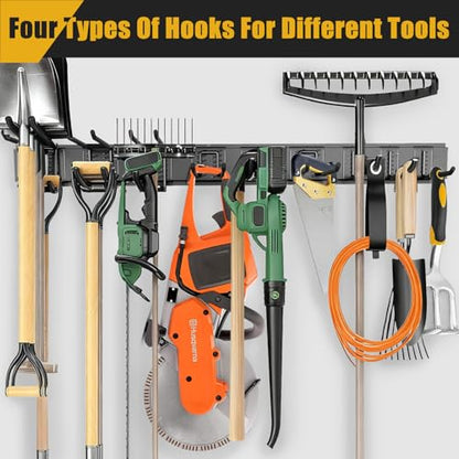 KOFANI 48IN 700LB Heavy Duty Garage Tool Organizer Wall Mount Storage Rack | Suitable for Garage Organization and Storing Various Tools Such as Ahovels, Rakes, Brooms, Leaf Blowers and Hoses.
