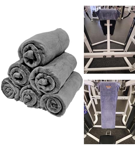 TA-DA Microfiber Towel | Soft, Quick to Dry, Lightweight | Special Back Side on It to Load on Items at Gyms, Fitness, Sports, Workouts so They Don’t Fall Down | 17” Inch X 32 “Inch | 6 Pack | Grey - color: Grey
