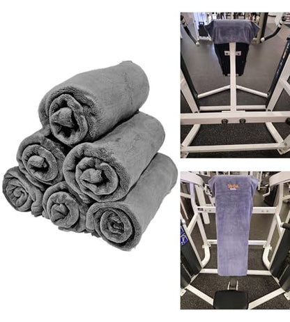 TA-DA Microfiber Towel | Soft, Quick to Dry, Lightweight | Special Back Side on It to Load on Items at Gyms, Fitness, Sports, Workouts so They Don’t Fall Down | 17” Inch X 32 “Inch | 6 Pack | Grey - color: Grey
