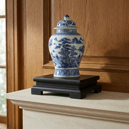 POPETPOP Chinese Plant Stand Oriental Furniture Wooden Display Base Square Pedestal Vase Base Table Lamp Teapot Base for Buddha Statue Aquarium Fishbowl Plant Stool