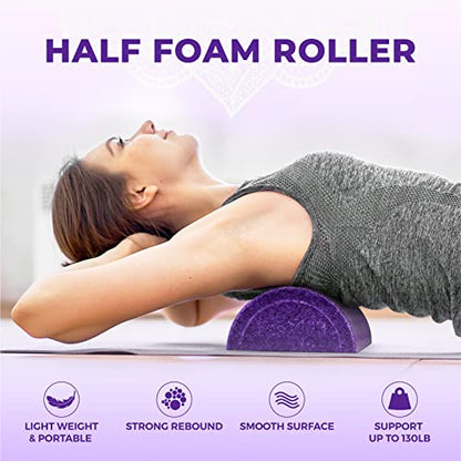 Yes4All High-Density EPP Half Round Back Roller Foam, Exercise Foam Roller for Yoga, Pilates & Stretching - 12, 18, 24, 36 inch - color: Purple, style: 12 inch