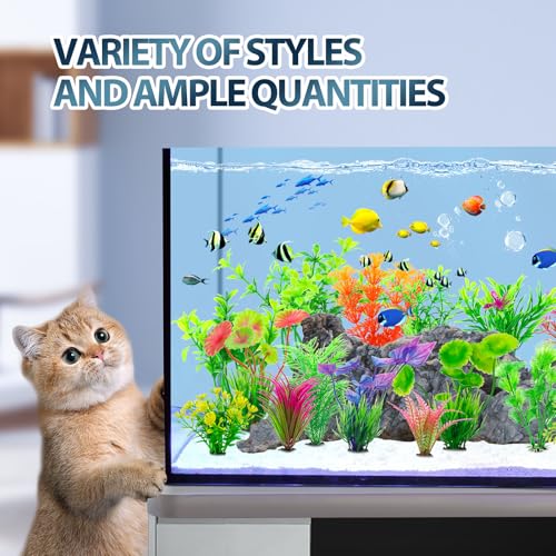 94 Pcs Fish Tank Plants Aquarium Decorations,Used for Household and Office Aquarium Simulation Plastic Hydroponic Plants
