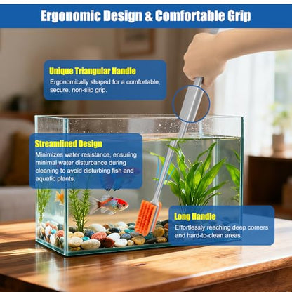 Small Glass Aguarium Cleaning Tool Algae Scraper for Acrylic Aquariums Fish Tank Cleaner Brush (Longer Size) - size: 17.3in