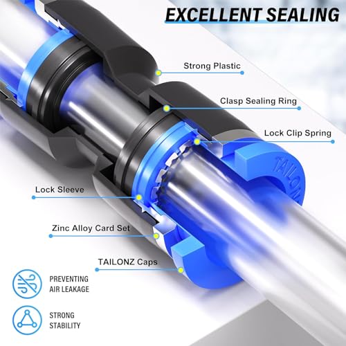 TAILONZ PNEUMATIC 5/16 inch or 8mm od Push to Connect Fittings Pneumatic Fittings Kit 10 Spliters+10 Elbows+10 tee+10 Straight (40 pcs)