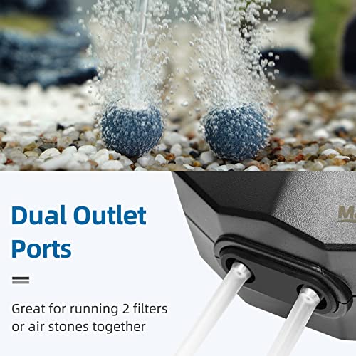 Aquarium Air Pump Single Outlet/Dual Outlet Adjustable Aerator with Accessories for 10-100 Gallon Fish Tank