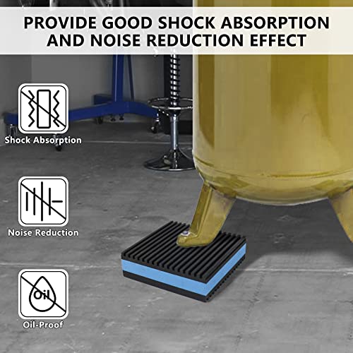 Anti Vibration Pads,4" X 4" X 7/8" Heavy Duty Blue EVA Rubber Anti Vibration Isolation Pad for Air Compressor,Washer and Dryer,HVAC,Treadmills,Air Conditioner Accessories,Pack of 4 - size: 4" X 4" X 7/8"