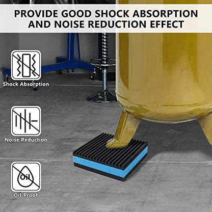 Anti Vibration Pads,6" X 6" X 7/8" Heavy Duty Blue EVA Rubber Anti Vibration Isolation Pad for Air Compressor,Washer and Dryer,HVAC,Treadmills,Air Conditioner Accessories,Pack of 4 - size: 6" X 6" X 7/8"