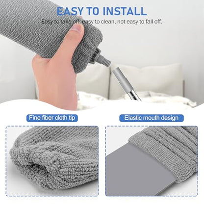 SetSail Dusters for Cleaning Retractable Gap Duster with Extension Pole Long Handle Cleaning Tools Flat Dust Cleaner with 2 Microfiber Dusting Cloths for Under Appliances Furniture Fridge