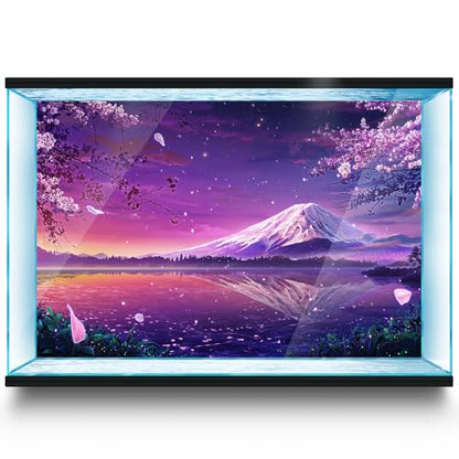 Aquarium Background Stickers - Japan Cherry Blossoms Peak Self-Adhesive Fish Tank Reptile Terrarium Decor Poster (60 x 30 cm / (23.6 x 11.8 inches)) - size: 60 x 30 cm / (23.6 x 11.8 inches)