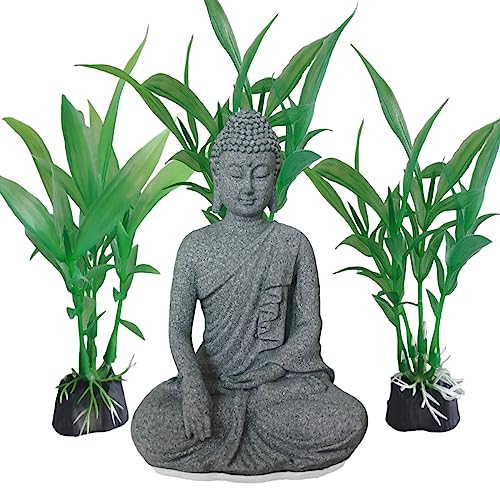 Livelyfish Asian Stone Buddha Figurines for Aquarium Zen Garden Fish Tank Statue Decorations Mini Stone Buddha Zen Garden Sculptures Decor,Gift