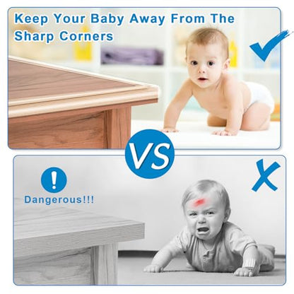 Baby Proofing, 0.6in Edge Protector Strip Clear, Thickened Silicone Soft Corner Protectors with Upgraded Pre-Taped Strong Adhesive, 6.6ft Edge Protectors for Sharp Corners of Cabinets, Tables, Drawers
