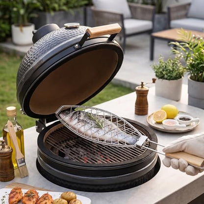 Fish Grill Baskets for Outdoor Grill Fish Grilling rack for Grill, BBQ Grilling Basket, Stainless Steel BBQ Grill Basket