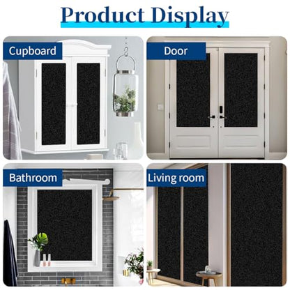 Bloss Blackout Window Film Privacy, 100% Sun Blocking Privacy Film for Glass, Removable Room Darkening Black Out Window Tint, Static Cling Frosted Glass Film (Black/Matte, 17.7" x 78.7")