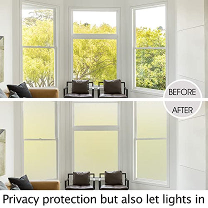 HIDBEA Frosted Window Privacy Film Heat Control UV Blocking, Static Cling Non-Adhesive Reusable Door coverings for Bathroom Home Office (Frosted 11.8 Inch x 6.5 Feet)