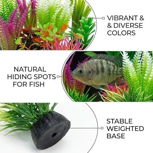 20Pcs Fish Tank Decorations Set, Mini Aquarium Plants, Fish Tank Decor, Small Fish Tank Decorations for Home and Office Aquariums