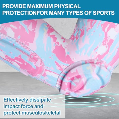 Knee Calf Padded Leg Compression Sleeve Thigh Shin Brace Protective Gear for Football Basketball Volleyball Soccer Baseball Tennis Youth Girls Adult Pink 2XL (1 Pair) - color: Pink, size: XX-Large