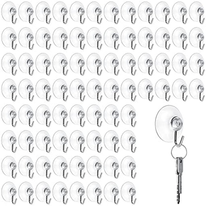 Mudder 80 Pcs Suction Cup Hooks Wall Clear Suction Cups with Metal Hooks Window Hangers for Glass Wall Towel Hangers Supplies Bathroom Glass Kitchen Decorations,3 lbs (30 mm) - size: 30 mm
