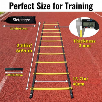20ft Agility Ladder Training Ladder Speed - color: 1 Pack-Yellow