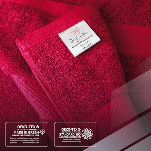 Infinitee Xclusives 100% Ring-Spun Cotton Bath Towels for Bathroom - Pack 4 - color: Burgundy, size: Bath Towels - 4 Pack