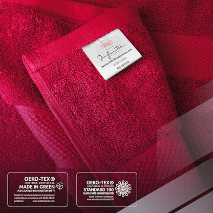 Infinitee Xclusives 100% Ring-Spun Cotton Bath Towels for Bathroom - Pack 4 - color: Burgundy, size: Bath Towels - 4 Pack