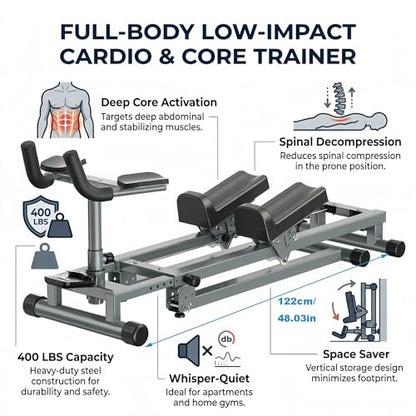 3 in 1 Spine Twist Stretcher& Stair Stepper & Waist Trainer Crawling Training Machine Noiseless Spine Twist Stretch Trainer with Adjustable Hand Grips LED Display Steel Frame Full Body - color: Sliver B, size: 54"