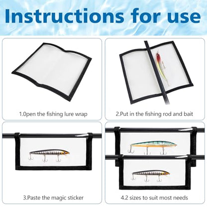 8 Pack Fishing Lure Wraps,Resistant Clear PVC Lure Covers Water-Resistant Tackle Storage for Rod Fabric Hook Protectors