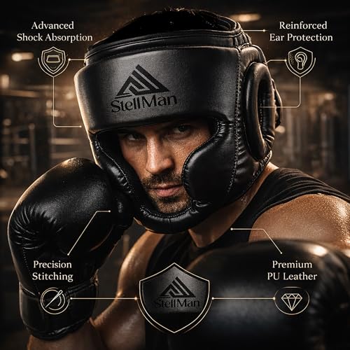 Boxing Headgear for MMA Training, Adjustable Padded Protective Helmet – Muay Thai, Kickboxing, Karate, Taekwondo & Martial Arts Sparring - size: L/XL KAVROX