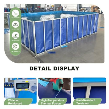 Canvas Fish Pond, Heavy-duty Square Design With Support Frame, Foldable Large-capacity Tank, Knife-coated Fabric Reservoir, Suitable For Aquaculture, Koi Farming, And Irrigation(2x1.5x0.8m) - size: 2x1.5x0.8m
