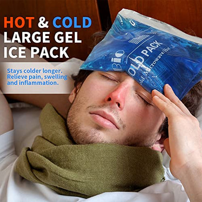 Extra Large Gel Ice Pack for Injuries – Reusable Hot & Cold Compress for Back, Shoulder, Knee & Neck Pain Relief, Long-Lasting Cold, Flexible Therapy Pack, Post-Surgery Recovery, 12.4" x 8.3" - style: 12.4" x 8.3" 1 pack