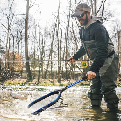 Floating Fishing Net Fish Landing Net, Fishing Nets for Fish, Kayak Fishing Net with Third-gen Upgrade Locking Switch - Lightweight Rubber Coated Fish Net for Easy Catch & Release