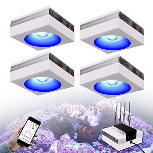 4PCS RL90 Full Spectrum Led Aquarium Light Fish Tank LED Light Reef Light Marine Aquarium Tank Lamp for 96" 240CM Reef Fish Tank Light with Smart APP Control(Full Spectrum - with Hang Kit) - color: White, size: Full Spectrum - With Hang Kit